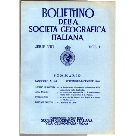 BOLLETTINO DELLA SOCIETÀ GEOGRAFICA ITALIANA-fasc n 5-6, set/dic-1948
