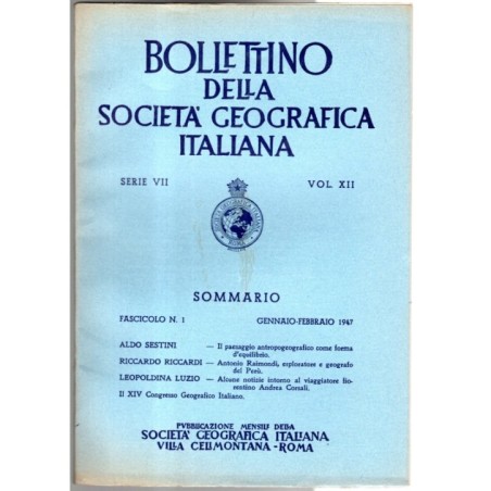 BOLLETTINO DELLA SOCIETÀ GEOGRAFICA ITALIANA-fasc n 1, gennaio/febbraio-1947