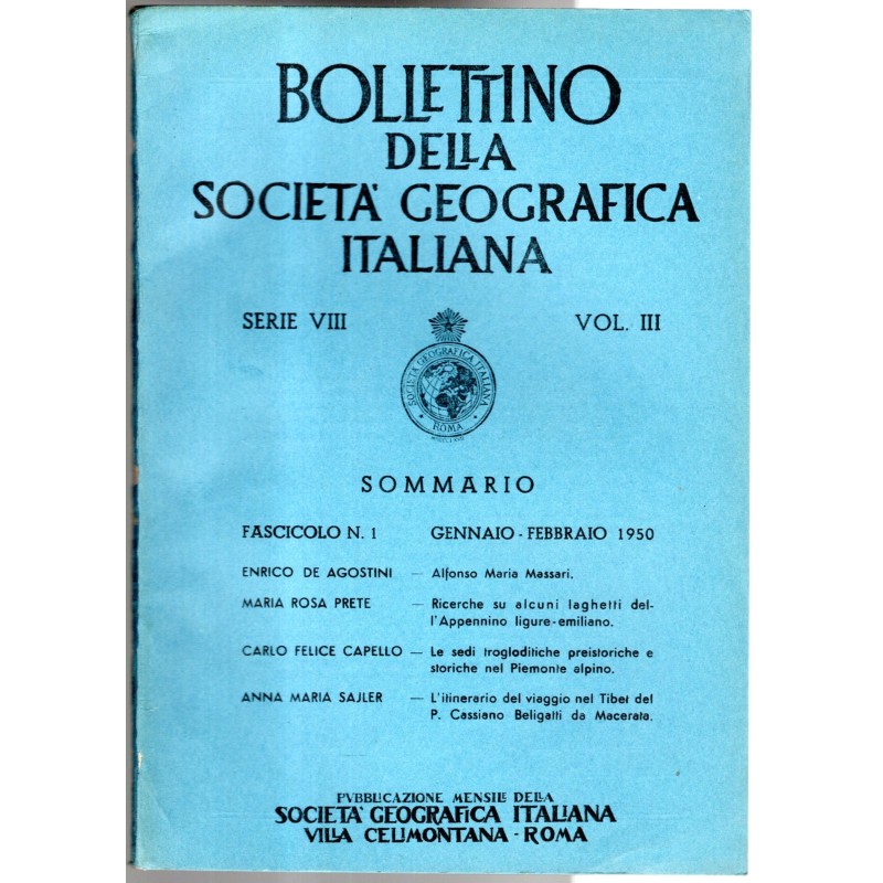 BOLLETTINO DELLA SOCIETÀ GEOGRAFICA ITALIANA-fasc n 1, gennaio/febbraio-1950