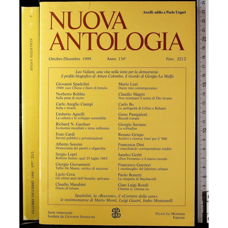 NUOVA ANTOLOGIA - FASC 2212, OTTOBRE/DICEMBRE - 1999