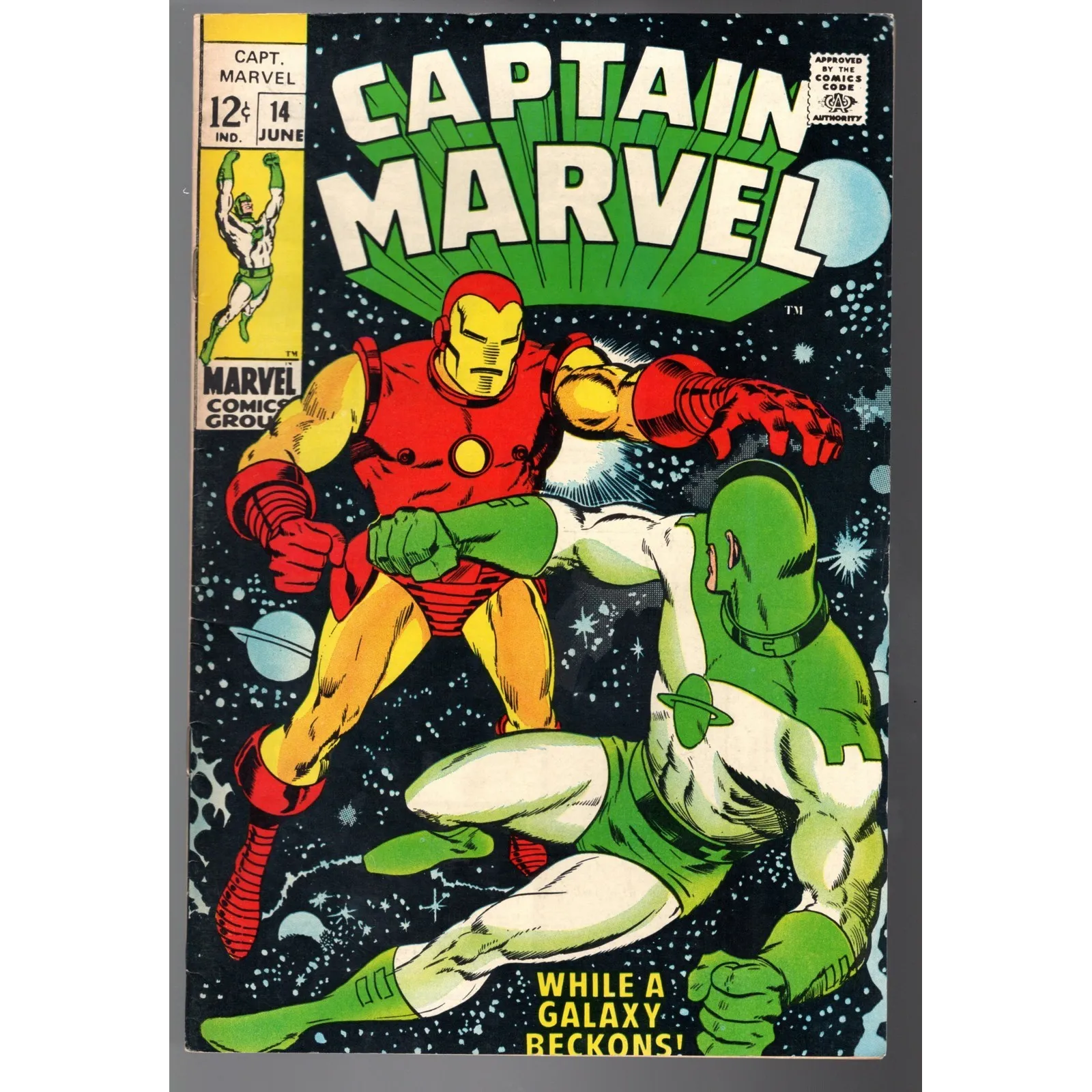 CAPTAIN MARVEL 14 - MARVEL 1969 - BAGGED BOARDED - VF-(7.5)