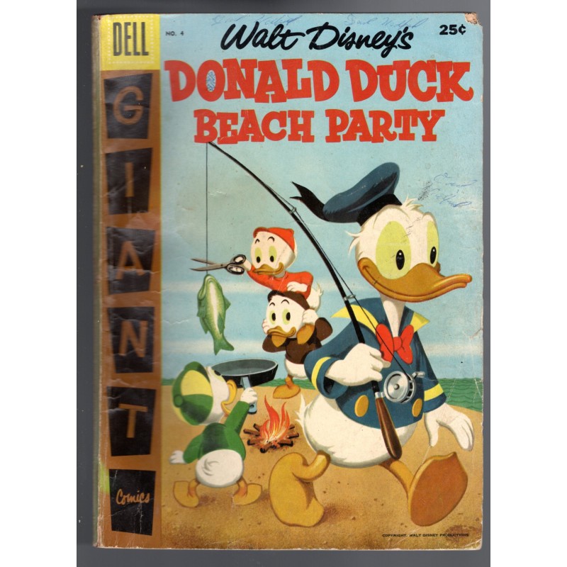 WALT DISNEY'S DONALD DUCK BEACH PARTY 4 - DELL 1957 - BAGGED BOARDED - VG (4.0)