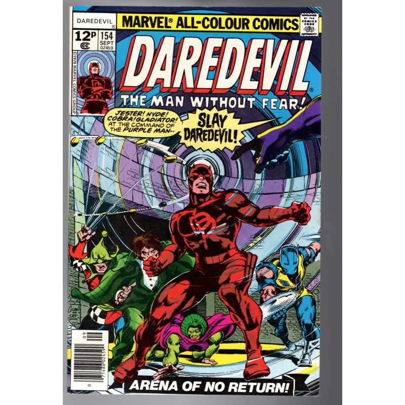 DAREDEVIL 154 - MARVEL UK 1978 - BAGGED BOARDED - VF+(8.5)