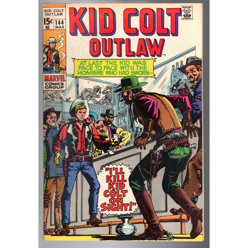 KID COLT OUTLAW 144 - MARVEL 1970 - BAGGED BOARDED - VF (8.0)