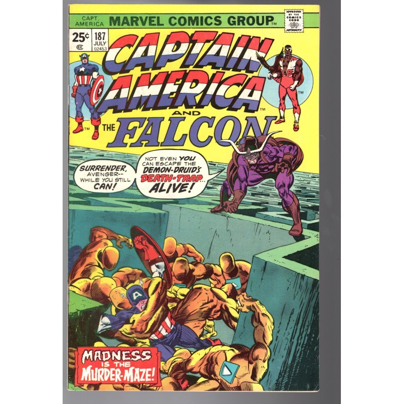 CAPTAIN AMERICA AND THE FALCON 187 - MARVEL 1975 - BAGGED BOARDED - VF-(7.5)