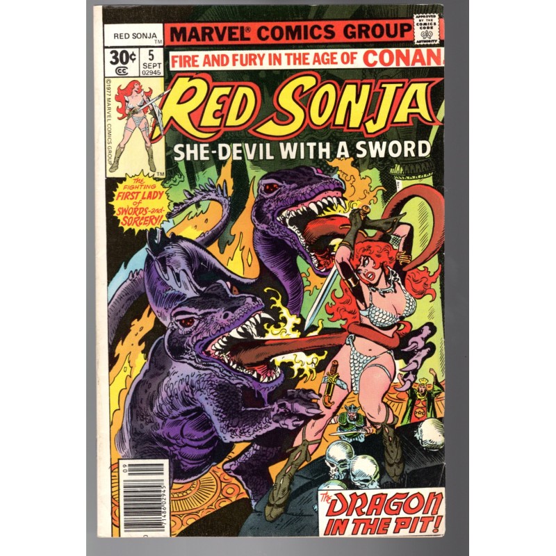 RED SONJA 5 - MARVEL 1977 - BAGGED BOARDED - FN+ (6.5)