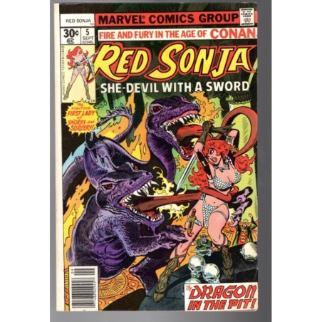 RED SONJA 5 - MARVEL 1977 - BAGGED BOARDED - FN+ (6.5)