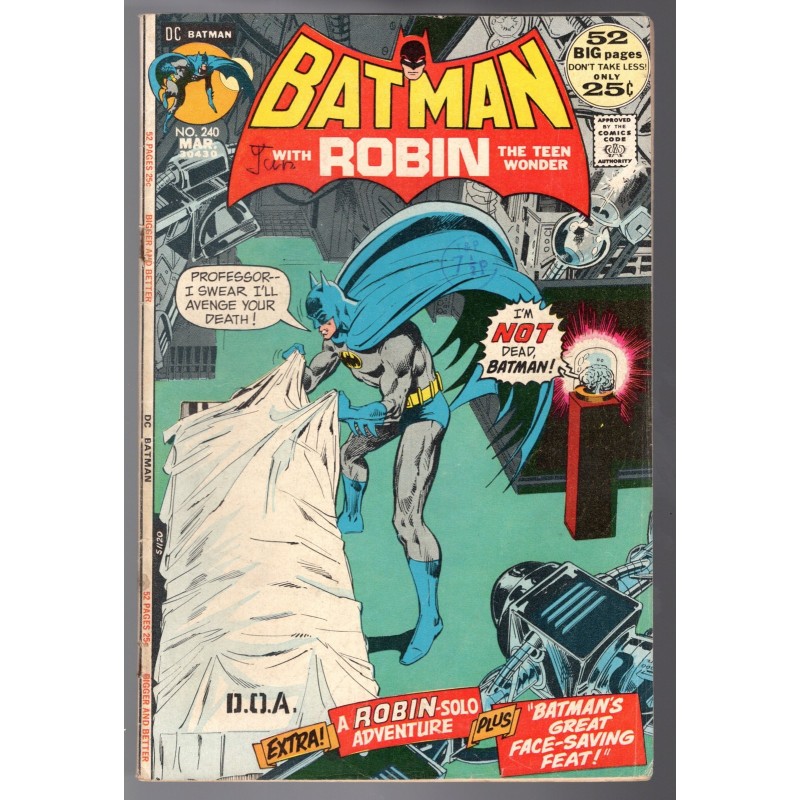 BATMAN WITH ROBIN 240 - DC 1972 - BAGGED BOARDED - VG/FN (5.0)