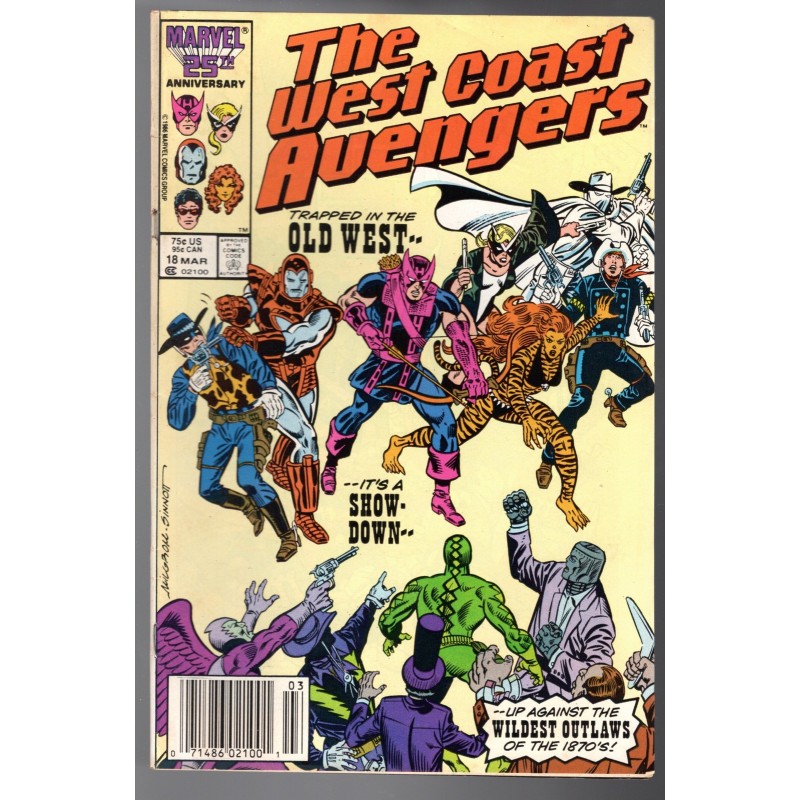 THE WEST COAST AVENGERS 18 - MARVEL 1987 - BAGGED BOARDED - VF-(7.5)