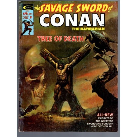 THE SAVAGE SWORD OF CONAN 5 - MARVEL 1975 - BAGGED BOARDED - FN- (5.5)