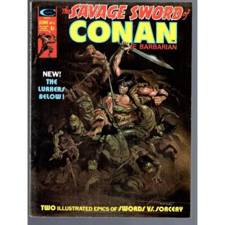 THE SAVAGE SWORD OF CONAN 6 - MARVEL 1975 - BAGGED BOARDED - VF (8.0)