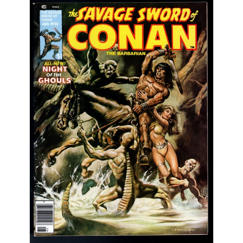 THE SAVAGE SWORD OF CONAN 32 - MARVEL 1977 - BAGGED BOARDED - VF/NM (9.0)