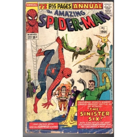 AMAZING SPIDER-MAN ANNUAL  1 - MARVEL 1964 - BAGGED BOARDED - GD- (1.5)