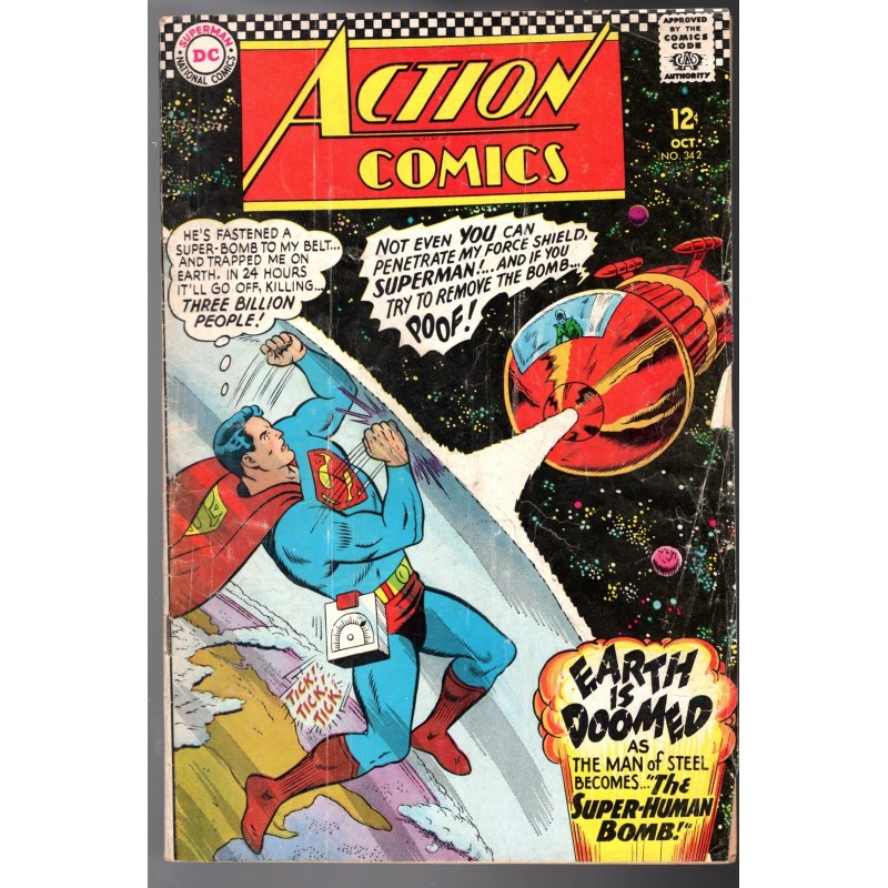ACTION COMICS  342 - DC COMICS 1966 - BAGGED BOARDED - VG (4.0)