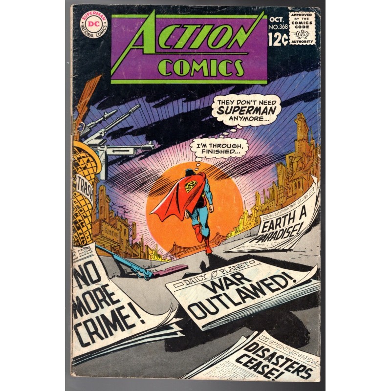 ACTION COMICS  368 - DC COMICS 1968 - BAGGED BOARDED - VG/FN (5.0)