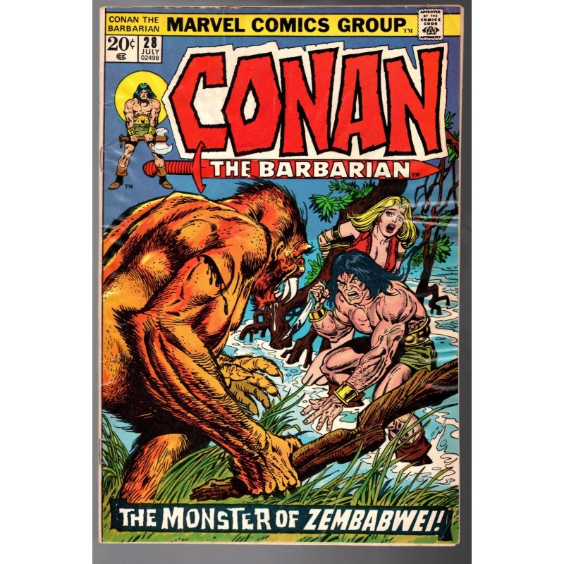 CONAN THE BARBARIAN   28 - MARVEL 1973 - BAGGED BOARDED - FN (6.0)