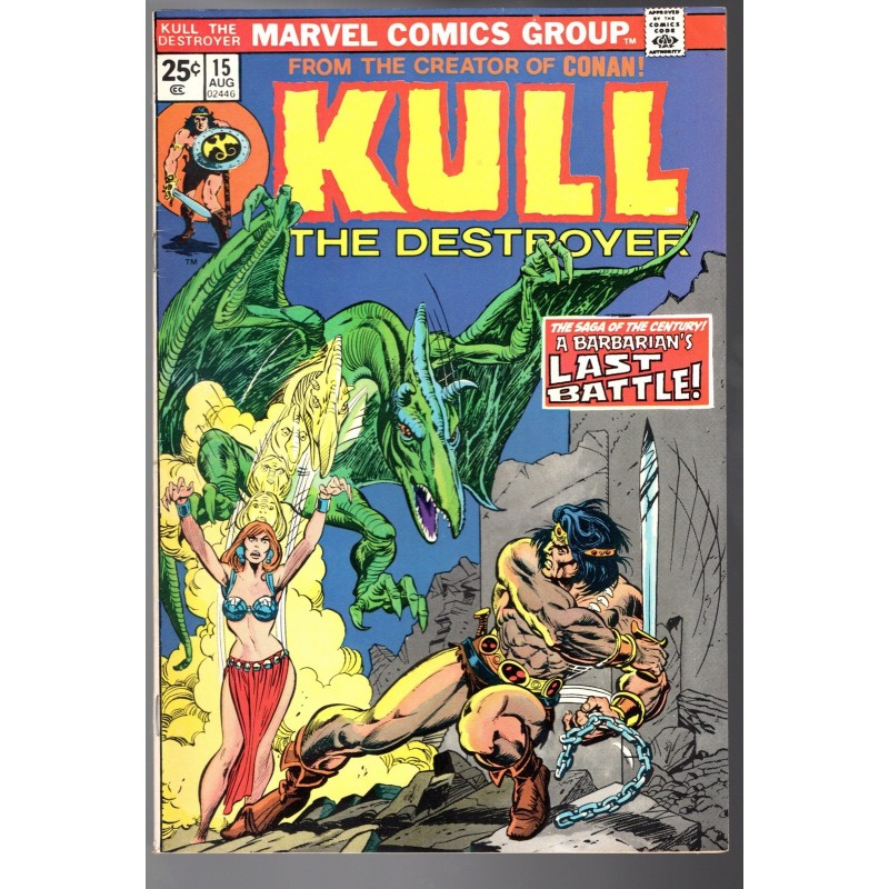 KULL THE DESTROYER  15 - MARVEL 1975 - BAGGED BOARDED - VF (8.0)