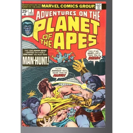 ADVENTURES ON THE PLANET OF APES 3 - MARVEL 1975 - BAGGED BOARDED - VF (8.0)
