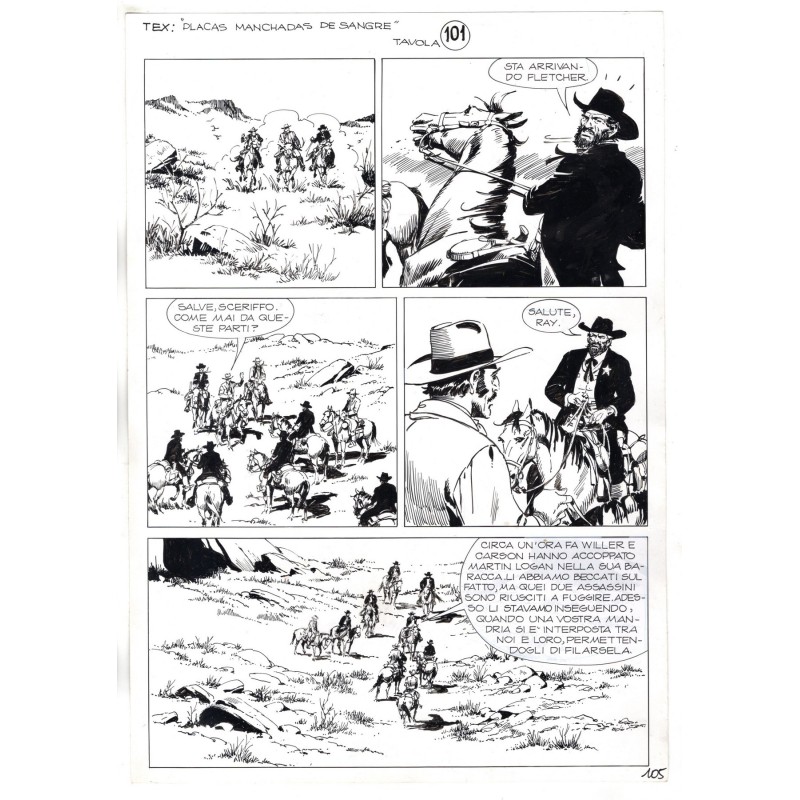 Tex - I fratelli Donegan - p.105 - Miguel Repetto - Tavola Originale  - 2004