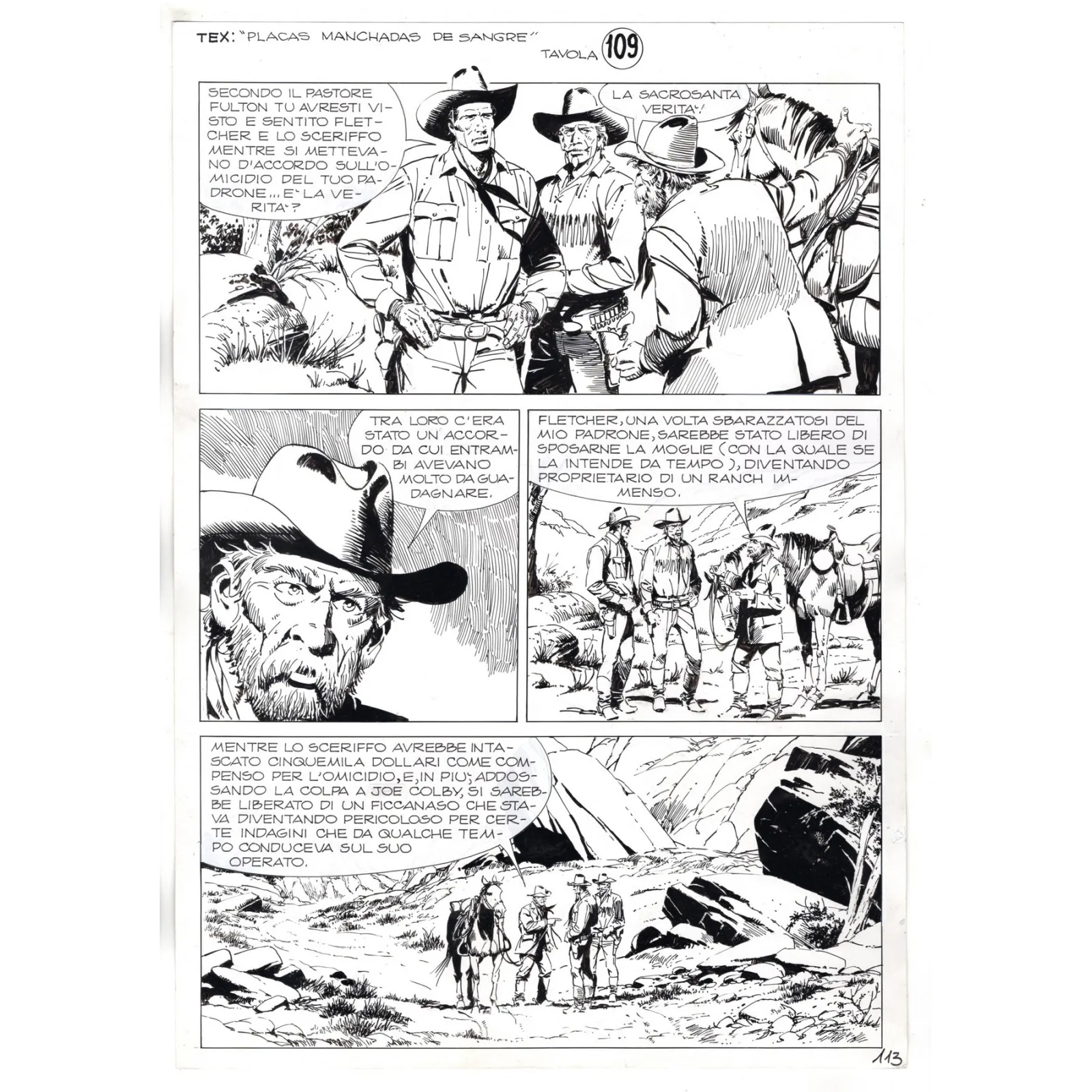 Tex - I fratelli Donegan - p.113 - Miguel Repetto - Tavola Originale  - 2004