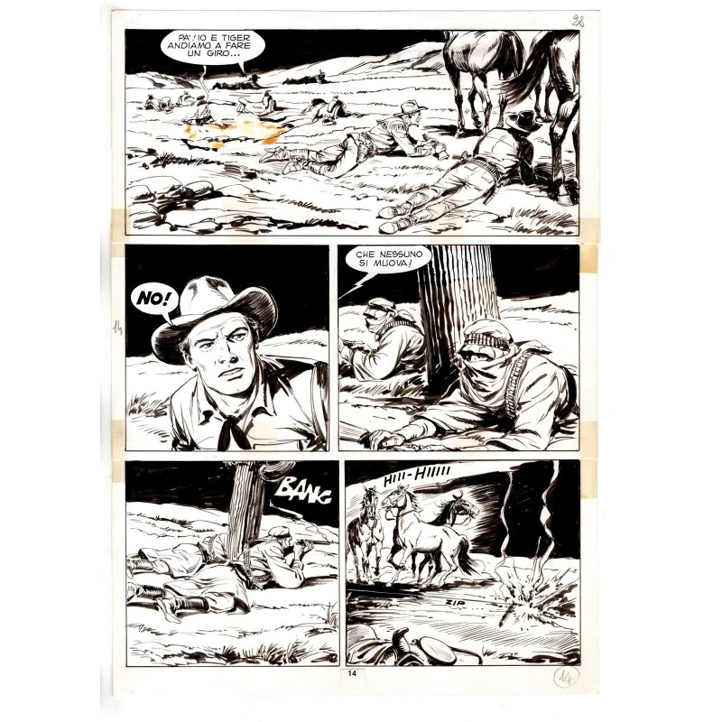 Tex - Fantasmi nel deserto - p.14 - Erio Nicolo' - Tavola Originale  - 1975
