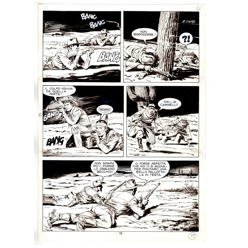 Tex - Fantasmi nel deserto - p.15 - Erio Nicolo' - Tavola Originale  - 1975