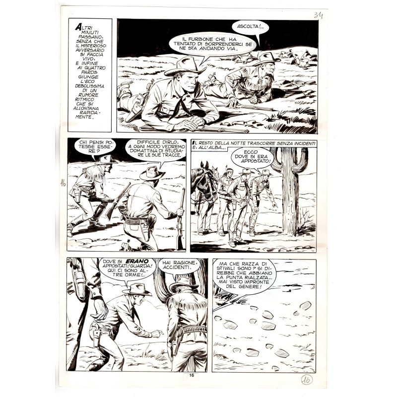 Tex - Fantasmi nel deserto - p.16 - Erio Nicolo' - Tavola Originale  - 1975