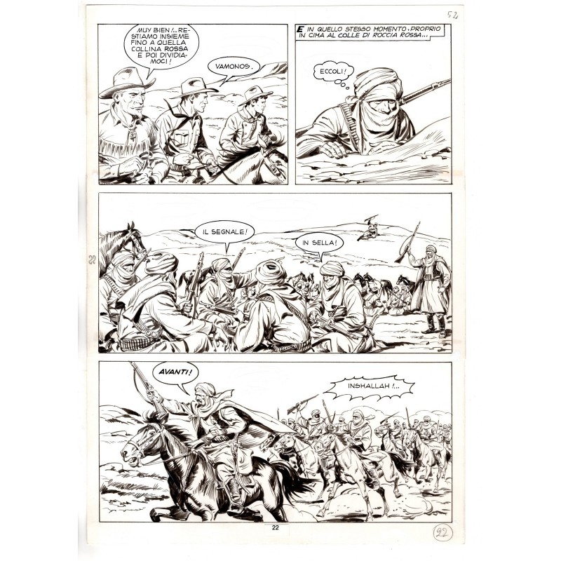 Tex - Fantasmi nel deserto - p.22 - Erio Nicolo' - Tavola Originale  - 1975
