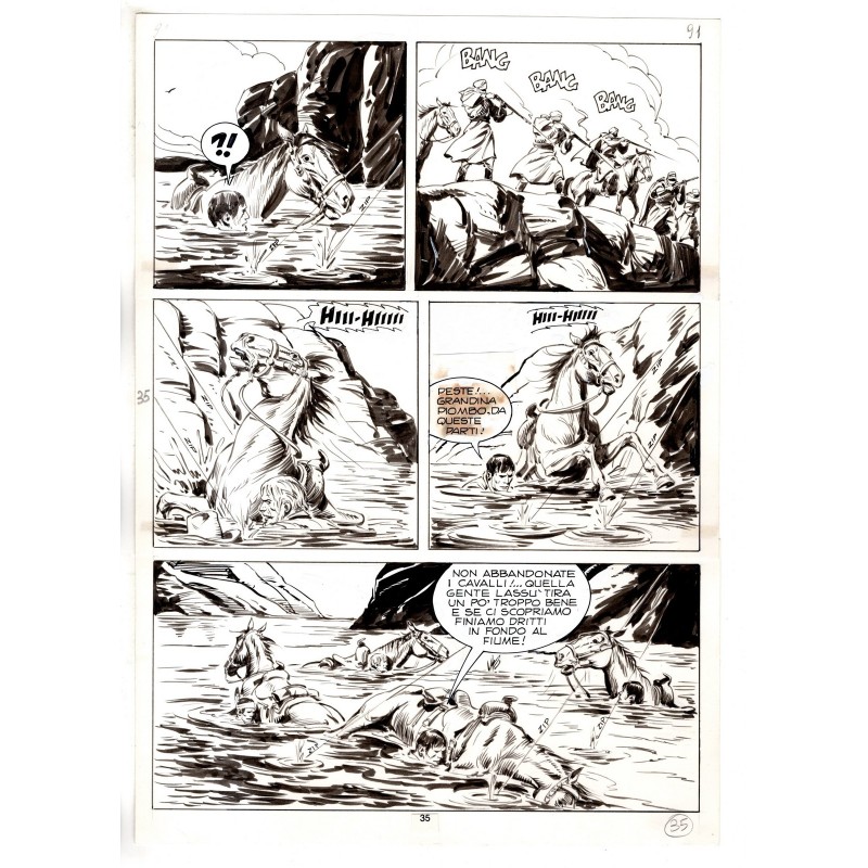 Tex - Fantasmi nel deserto - p.35 - Erio Nicolo' - Tavola Originale  - 1975