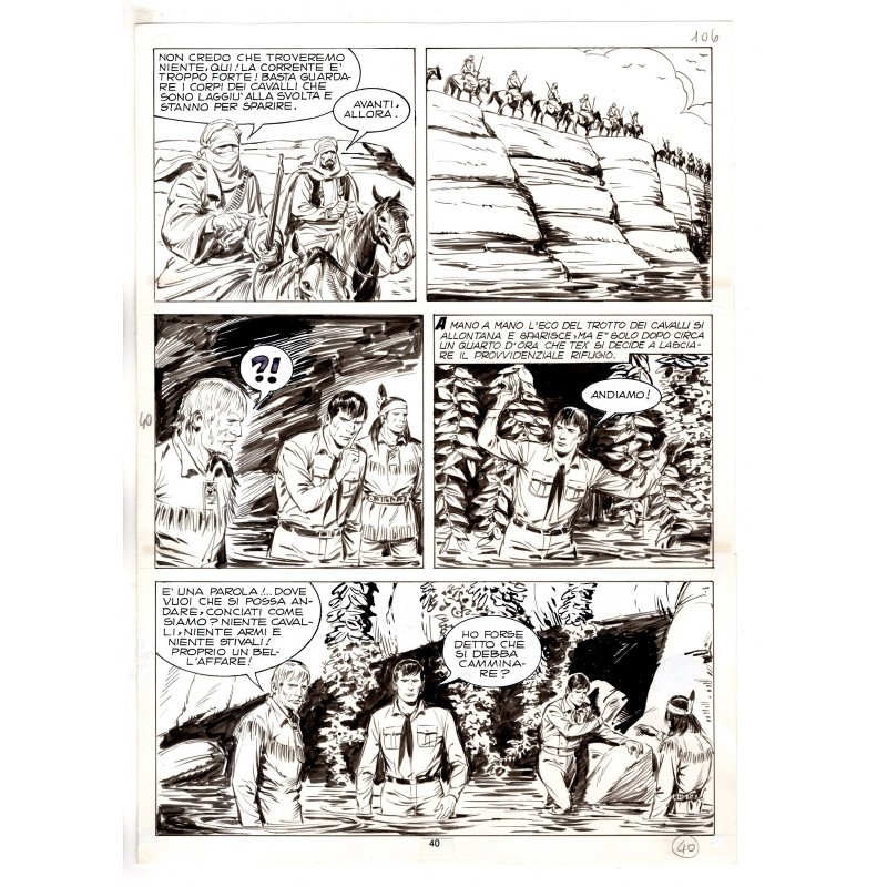 Tex - Fantasmi nel deserto - p.40 - Erio Nicolo' - Tavola Originale  - 1975