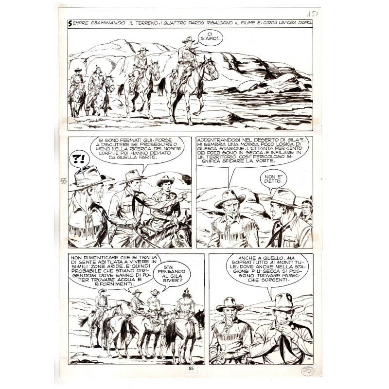 Tex - Fantasmi nel deserto - p.55 - Erio Nicolo' - Tavola Originale  - 1975