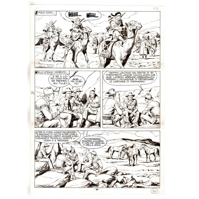 Tex - Fantasmi nel deserto - p.64 - Erio Nicolo' - Tavola Originale  - 1975