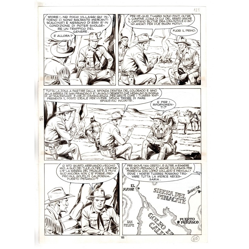 Tex - Fantasmi nel deserto - p.65 - Erio Nicolo' - Tavola Originale  - 1975