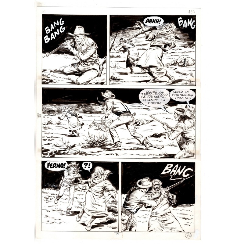Tex - Fantasmi nel deserto - p.70 - Erio Nicolo' - Tavola Originale  - 1975