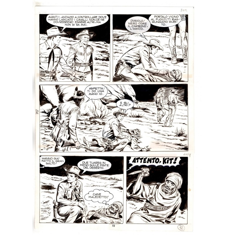 Tex - Fantasmi nel deserto - p.72 - Erio Nicolo' - Tavola Originale  - 1975