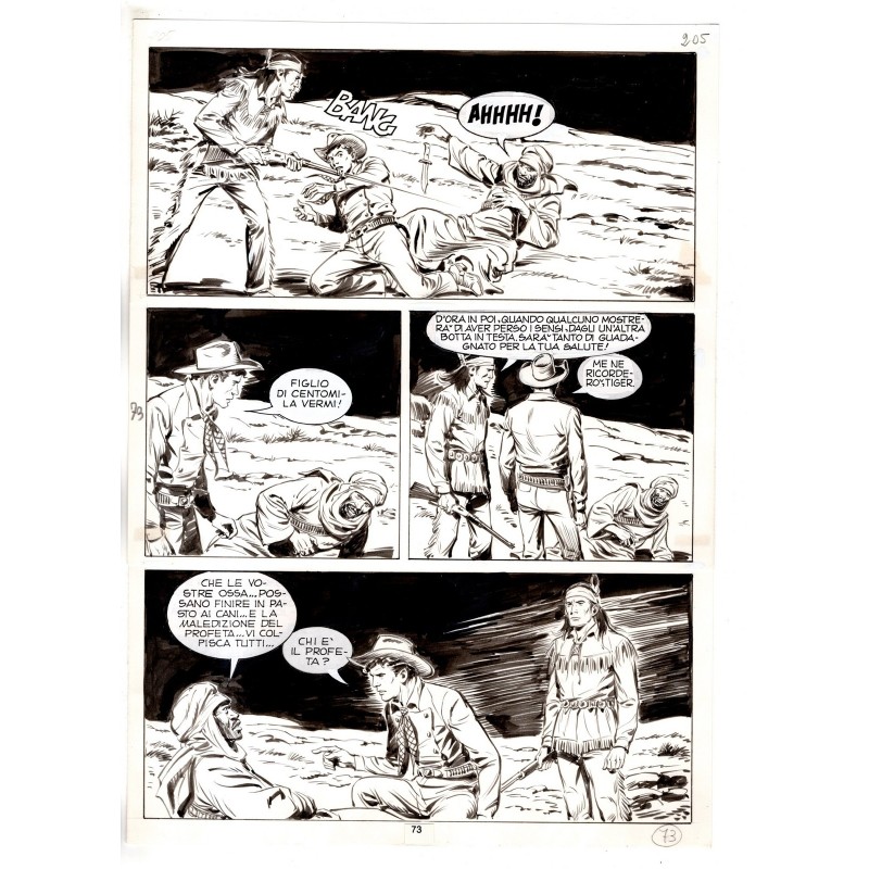 Tex - Fantasmi nel deserto - p.73 - Erio Nicolo' - Tavola Originale  - 1975