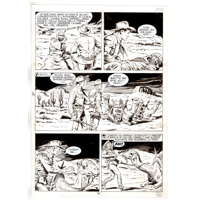 Tex - Fantasmi nel deserto - p.74 - Erio Nicolo' - Tavola Originale  - 1975