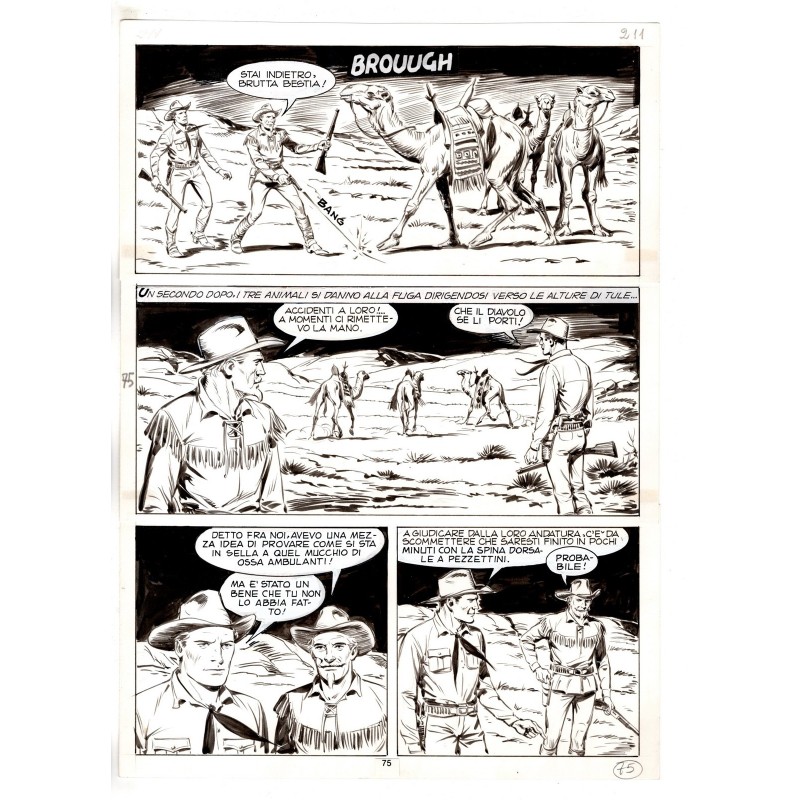 Tex - Fantasmi nel deserto - p.75 - Erio Nicolo' - Tavola Originale  - 1975