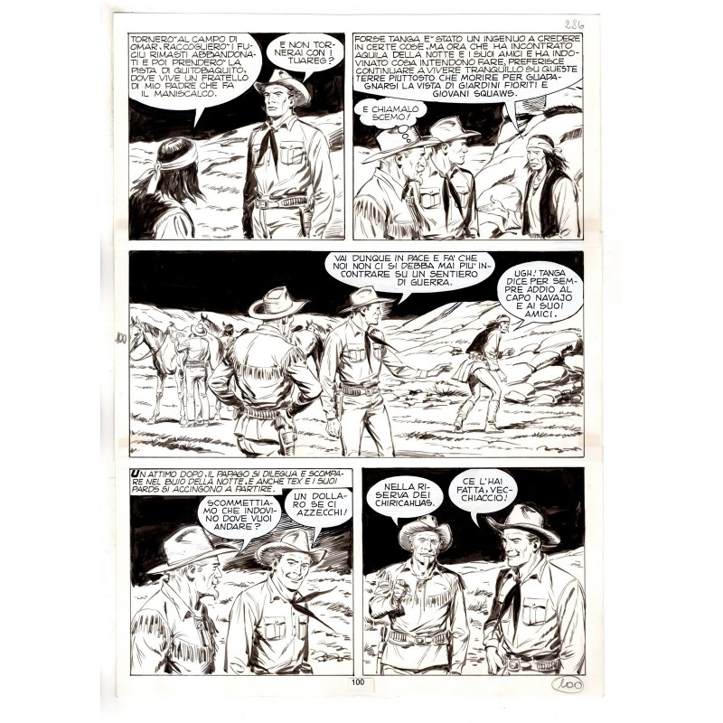 Tex - Fantasmi nel deserto - p.100 - Erio Nicolo' - Tavola Originale  - 1975