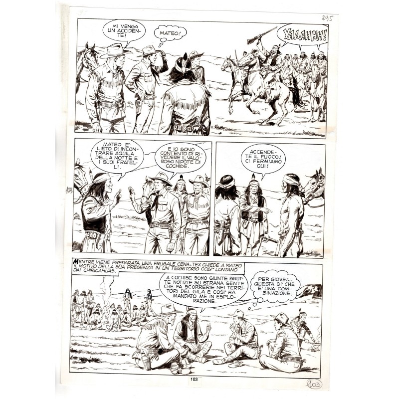 Tex - Fantasmi nel deserto - p.103 - Erio Nicolo' - Tavola Originale  - 1975