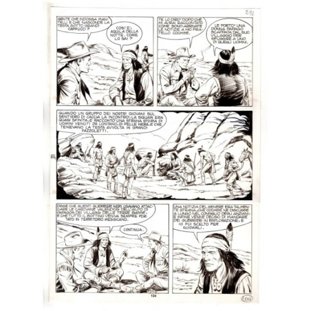 Tex - Fantasmi nel deserto - p.104 - Erio Nicolo' - Tavola Originale  - 1975