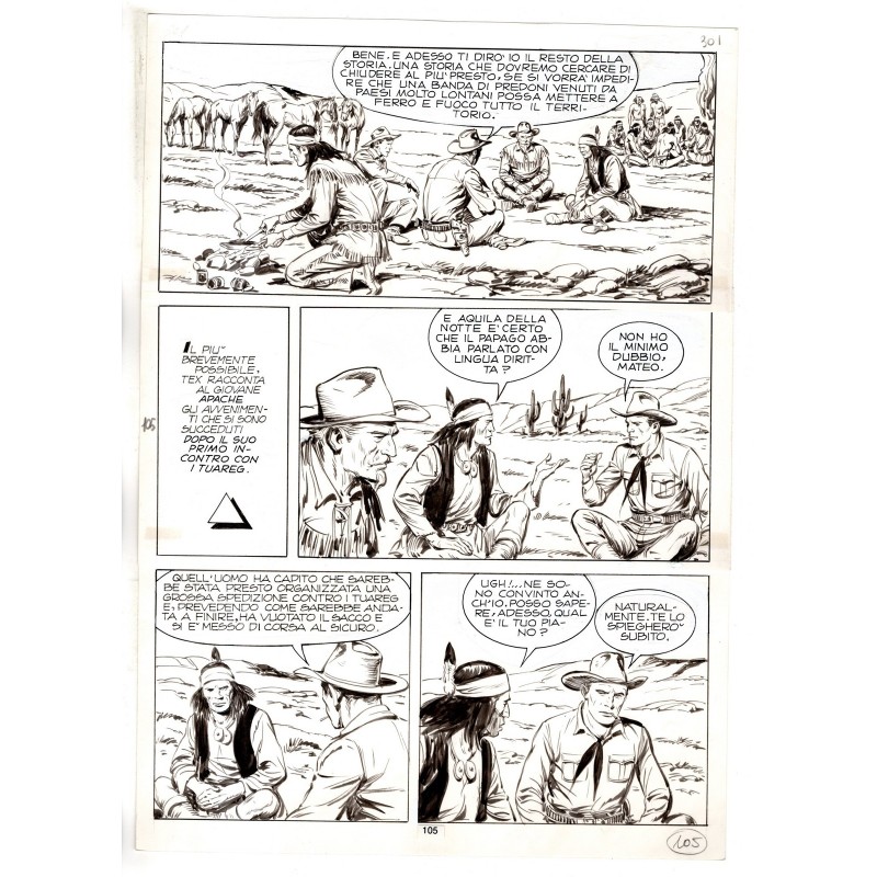 Tex - Fantasmi nel deserto - p.105 - Erio Nicolo' - Tavola Originale  - 1975