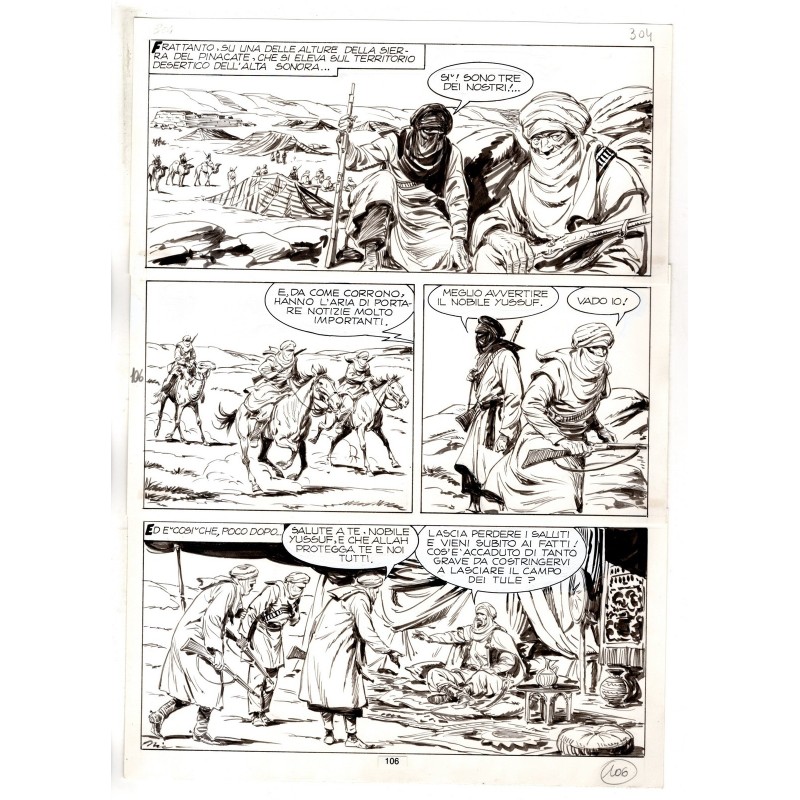 Tex - Fantasmi nel deserto - p.106 - Erio Nicolo' - Tavola Originale  - 1975
