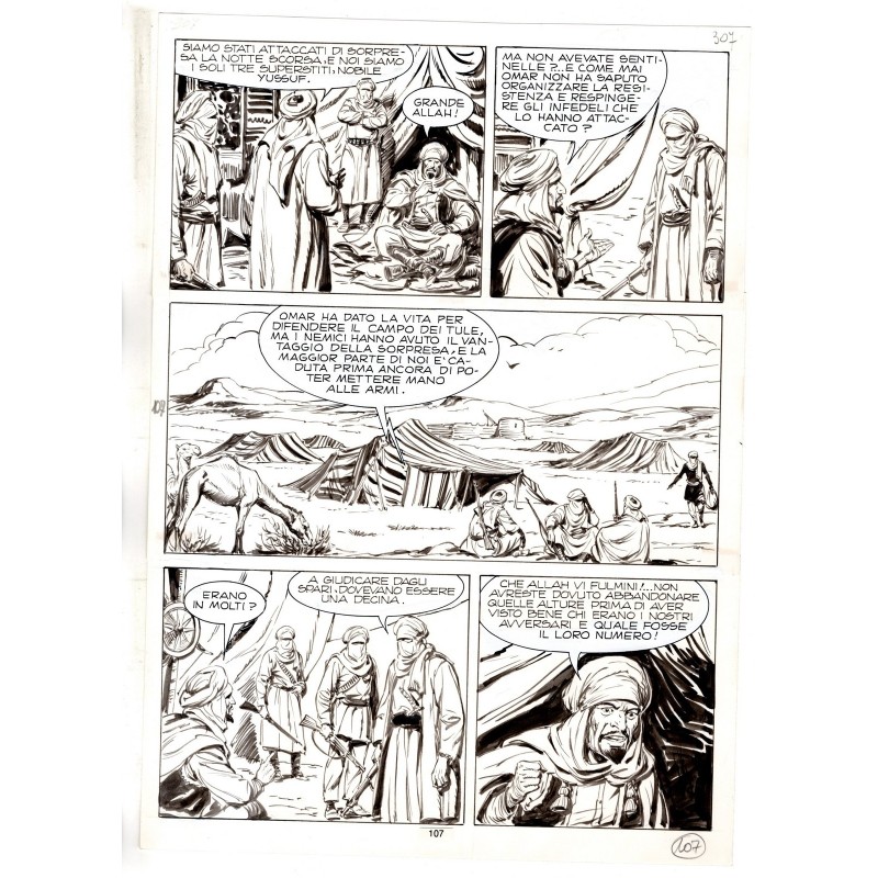 Tex - Fantasmi nel deserto - p.107 - Erio Nicolo' - Tavola Originale  - 1975