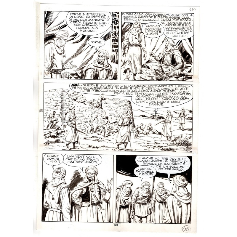 Tex - Fantasmi nel deserto - p.108 - Erio Nicolo' - Tavola Originale  - 1975