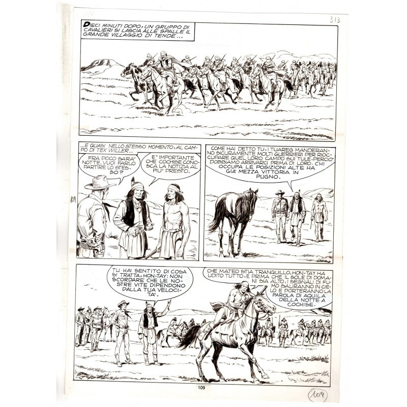 Tex - Fantasmi nel deserto - p.109 - Erio Nicolo' - Tavola Originale  - 1975