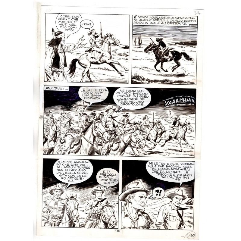 Tex - Fantasmi nel deserto - p.110 - Erio Nicolo' - Tavola Originale  - 1975