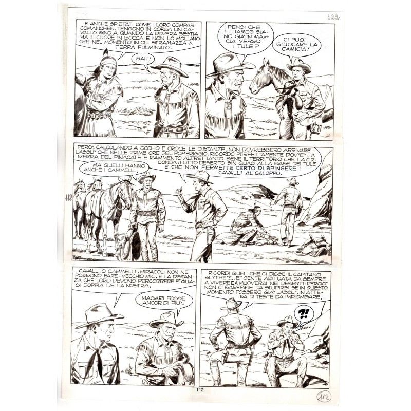 Tex - Fantasmi nel deserto - p.112 - Erio Nicolo' - Tavola Originale  - 1975