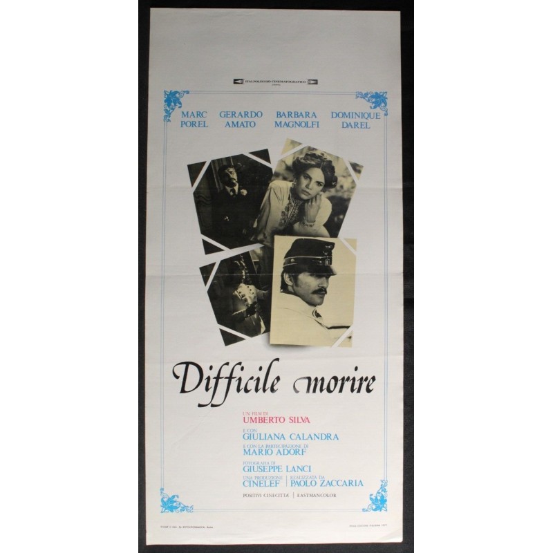 DIFFICILE MORIRE - Silva - Adorf, Calandra - LOCANDINA ORIGINALE 1977