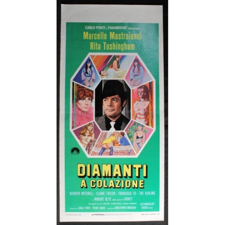 DIAMANTI A COLAZIONE - Morahan - Mastroianni, Tushing - LOCANDINA ORIGINALE 1968